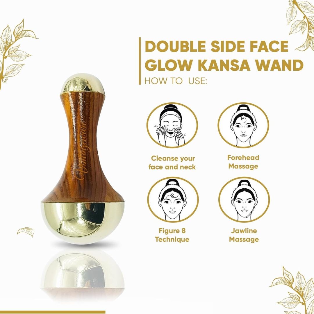 Ayurvedic Kansa Wand Massager – Dual Wand Set for Face, Foot & Body Detox