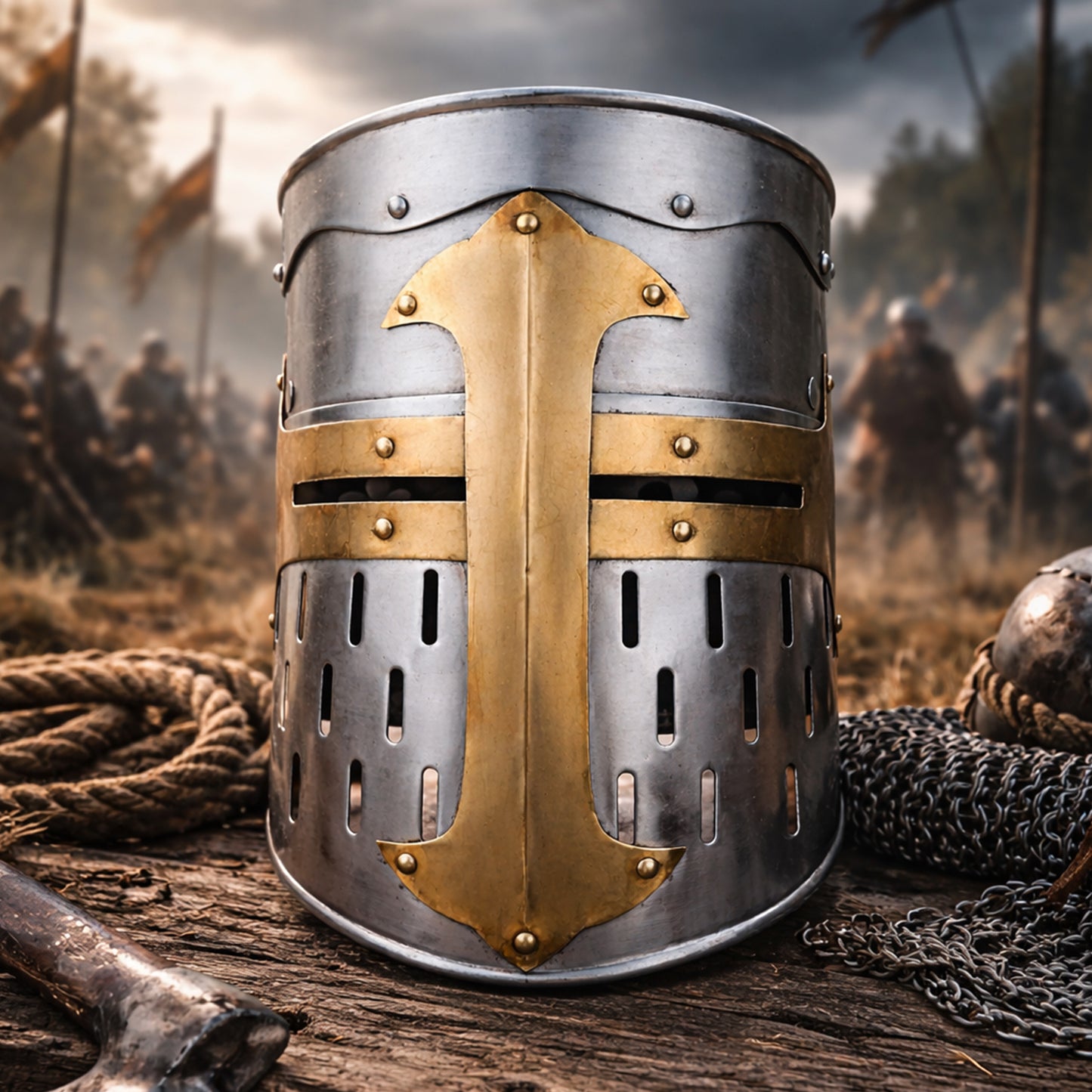 Medieval Sugarloaf Templar Helmet – Hand-Forged Steel Crusader Armor (HT-A027)