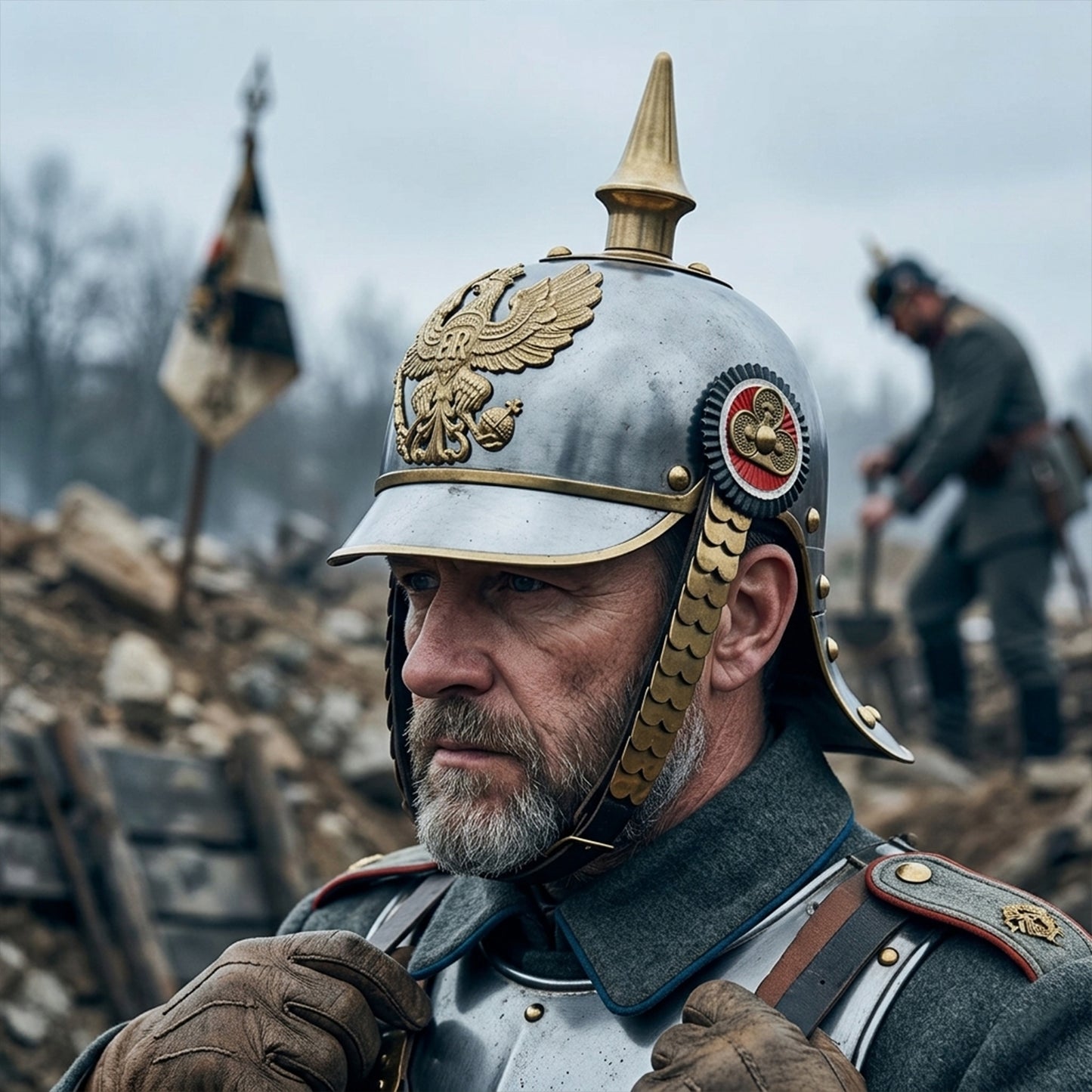 German Pickelhaube Helmet – Steel & Brass Prussian Military Replica (HT-G001)