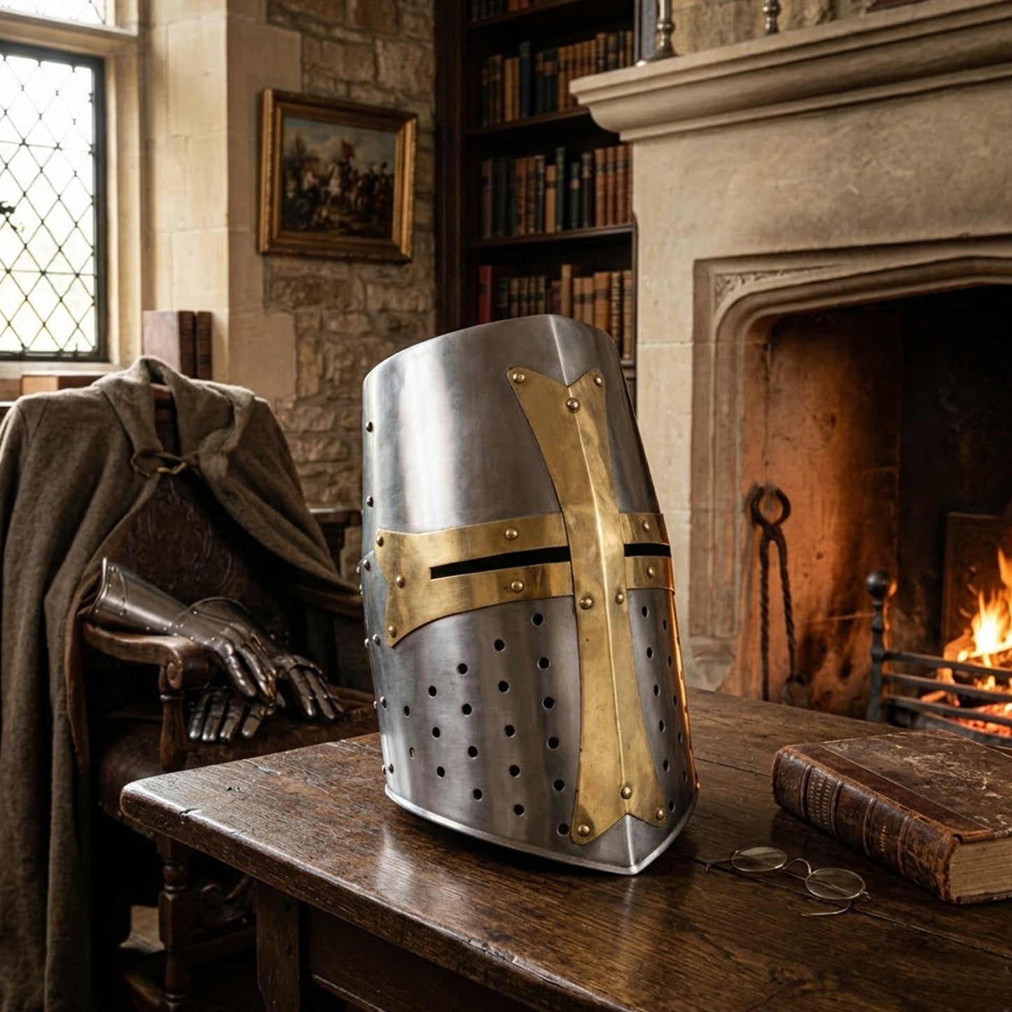 Templar Crusader Helmet – Handmade 18G Steel Medieval Knight Armor (HT-A029)