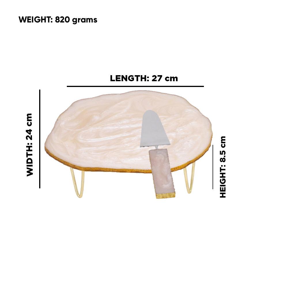 Resin Cake Stand With Server (Beige) - Vintageware