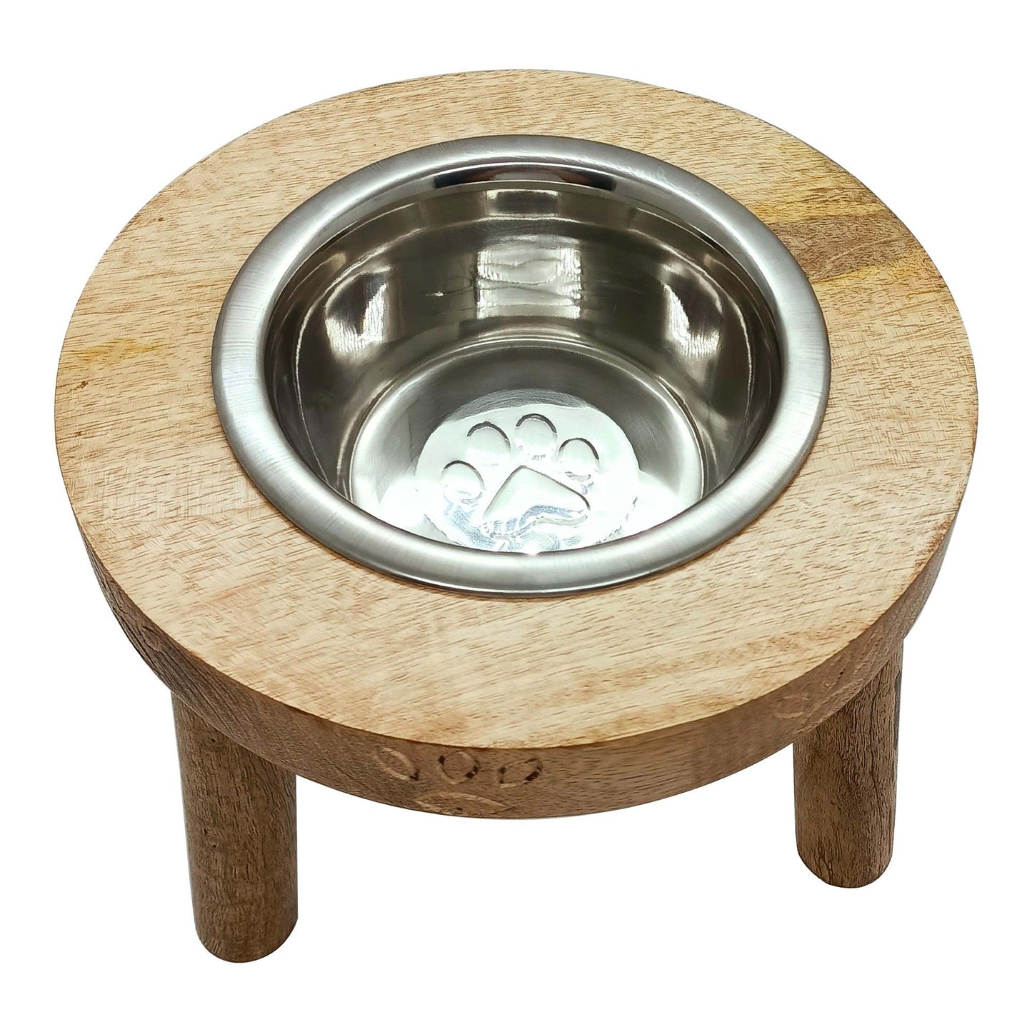 Wooden Dog Feeder Stand With 1 Stainless Steel Bowl 900 ML (XTRA-Small) - Vintageware