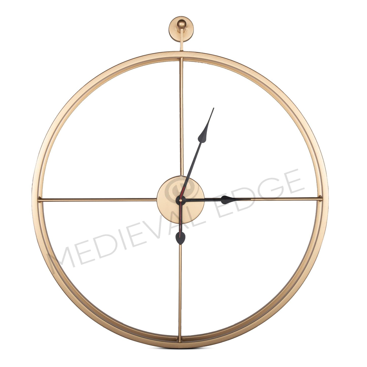 Handcrafted Double Frame Metal Wall Clock (24 Inch, Golden) - Vintageware