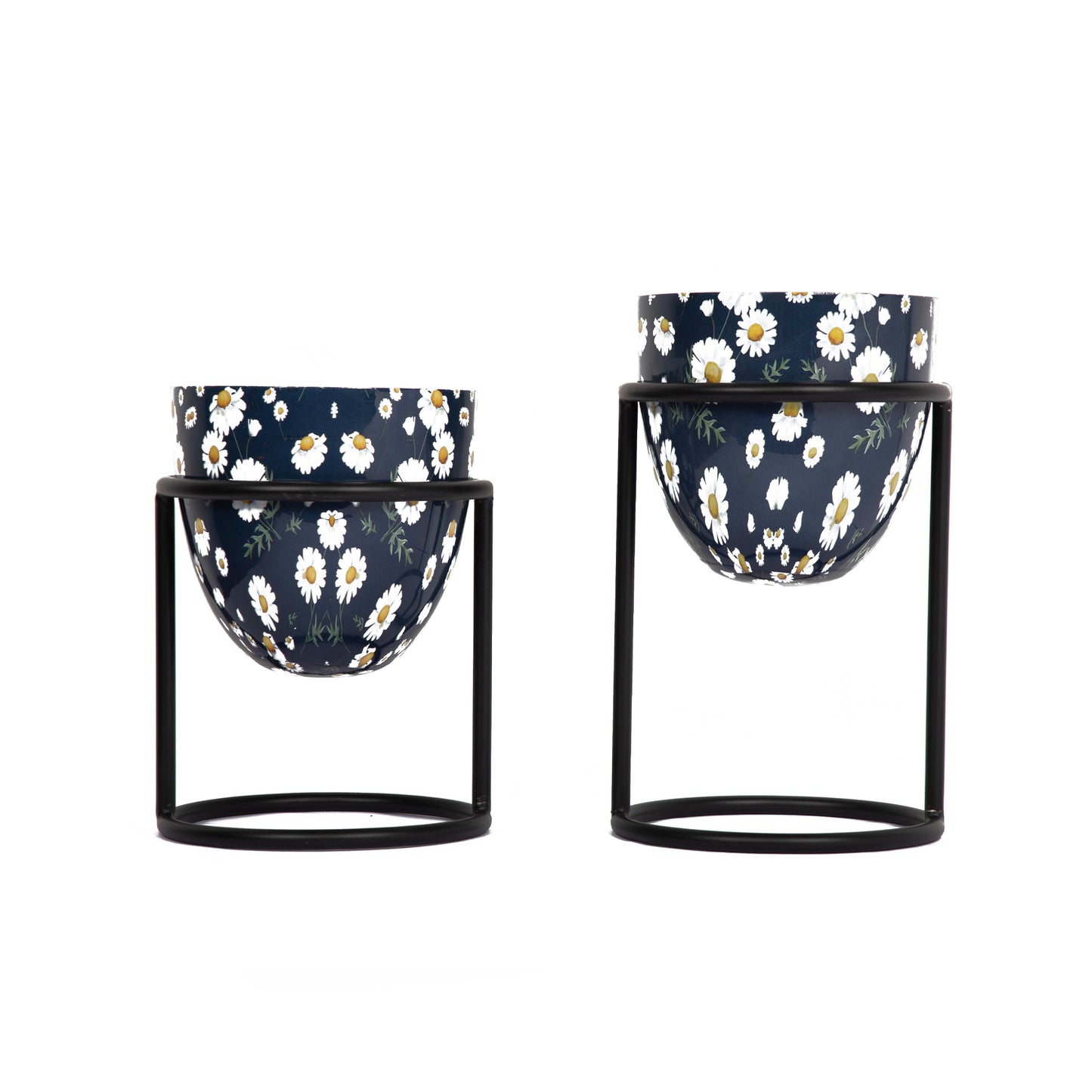 Metal Planter Stand With Planter (Blue, Set of 2) - Vintageware