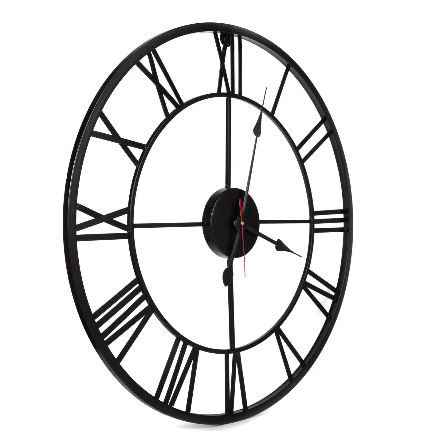 Handcrafted Roman Numeral Metal Wall Clock (16 Inch, Black) - Vintageware