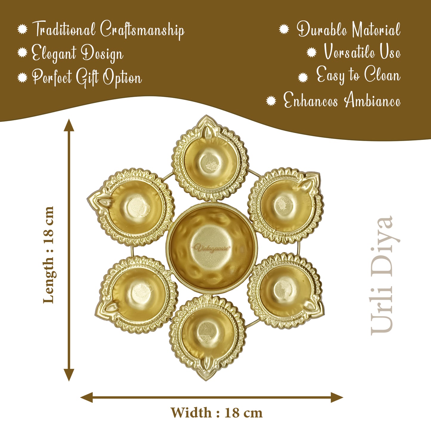 Decorative Urli Bowl With Oil Diya for Festivals