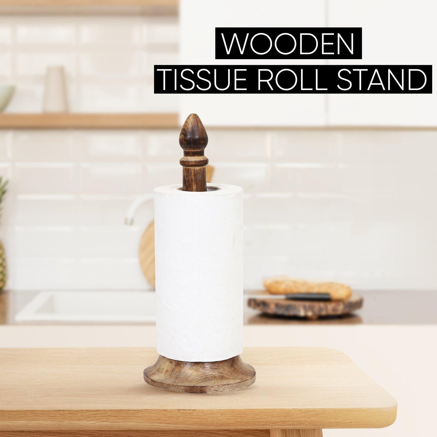 Wooden Tissue Roll Stand (Conical Top) - Vintageware