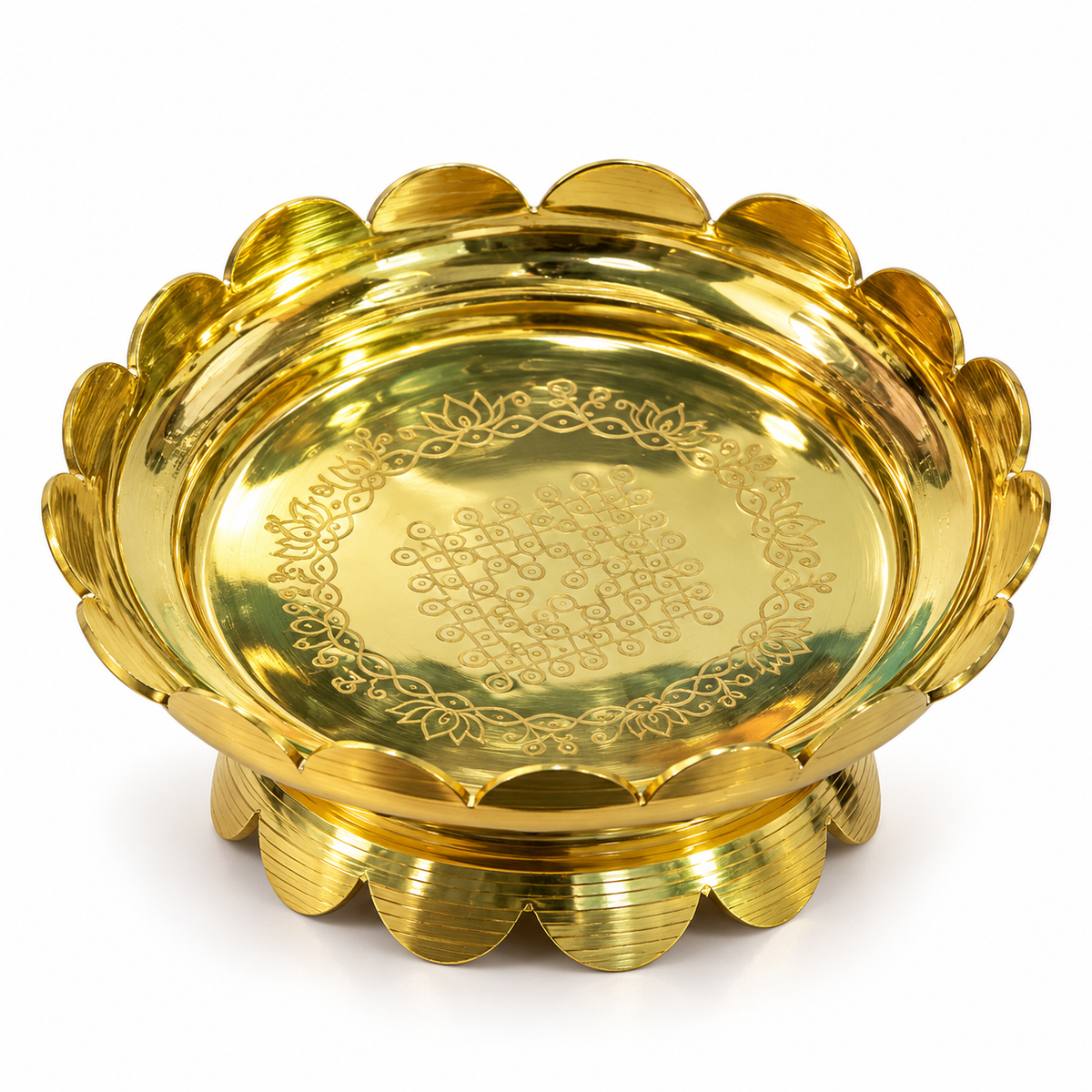 Brass Lotus Bowl for Pooja & Festive Decor | Traditional Brass Urli Bowl with Lotus Design | Decorative Pooja Bowl
