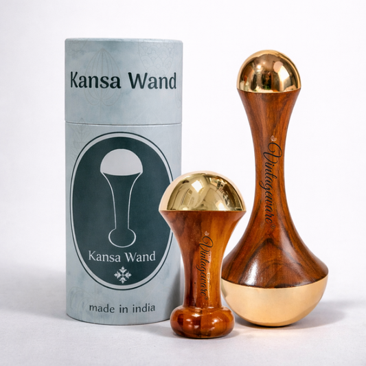 Kansa Wand Set | Double-Sided & Mushroom Shape Massagers with Teak Wood Handles | Ayurvedic Relaxation, Detoxification & Radiant Skin