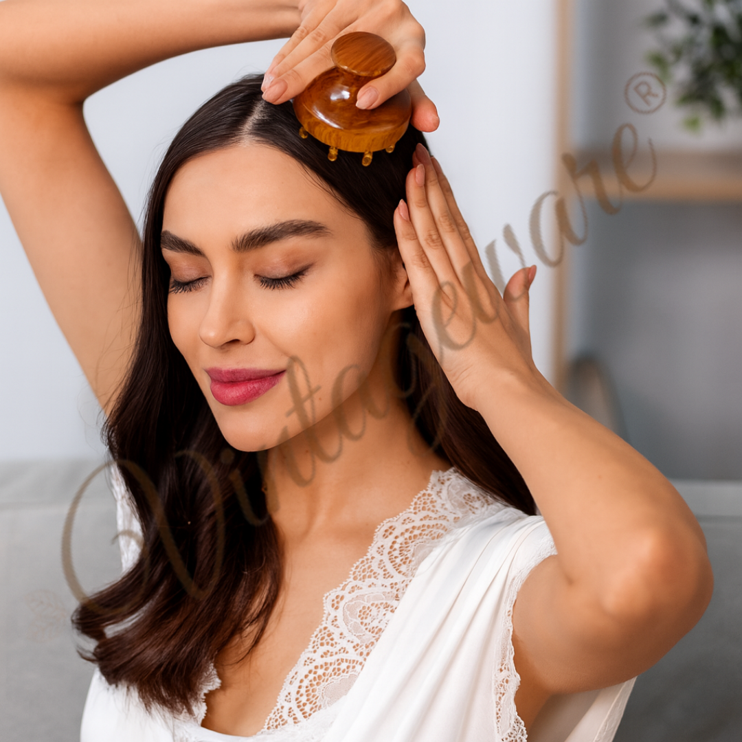Kansa Scalp & Body Massager | Ayurvedic Teak Wood Massage Tool for Hair Growth, Stress Relief & Detox | Pure Kansa Stimulator