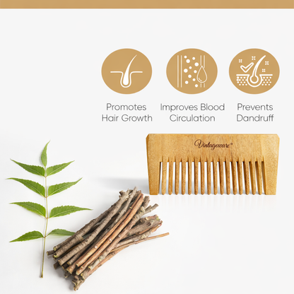 Vintageware® Kansa Wand Face & Foot Massager with Neem Wood Comb – Ayurvedic Tool