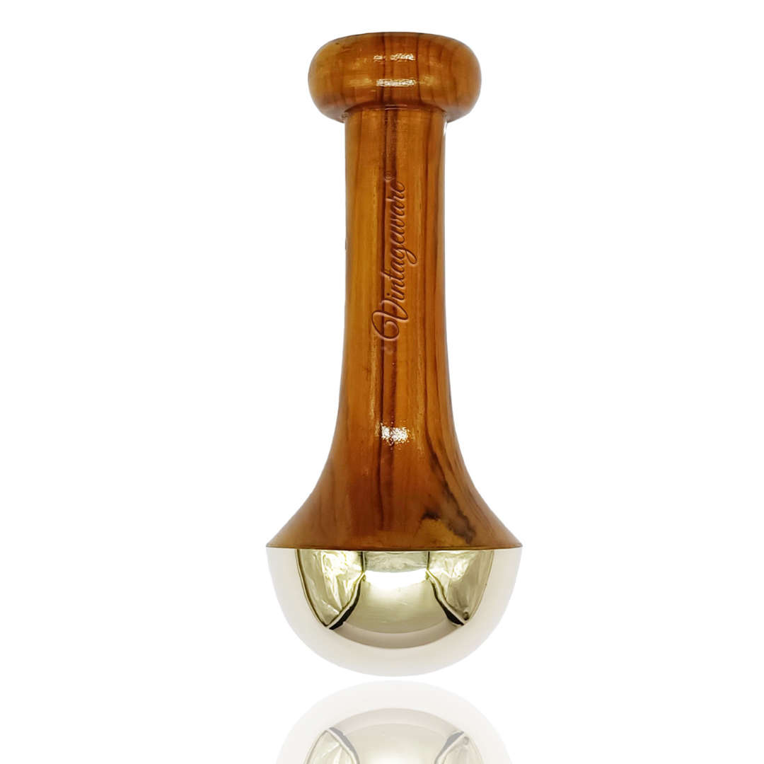 Vintageware® Luxury Acupressure Kansa Wand Massager With Teak Wood Handle For Detoxification And Deep Relaxation, Single Base Kansa Wand For Foot