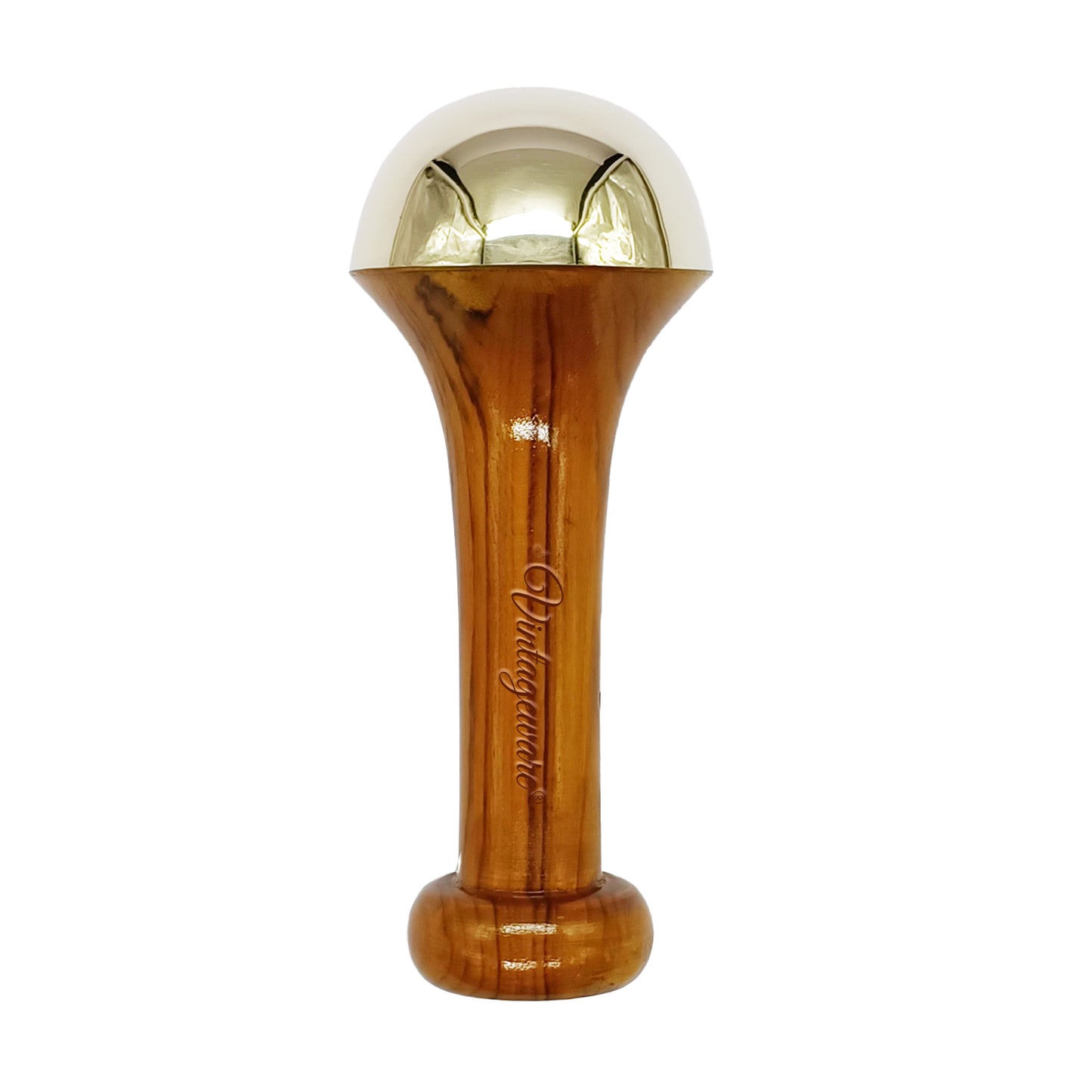 Vintageware® Luxury Acupressure Kansa Wand Massager With Teak Wood Handle For Detoxification And Deep Relaxation, Single Base Kansa Wand For Foot