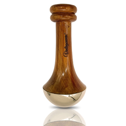 Vintageware® Luxury Acupressure Kansa Wand Massager With Teak Wood Handle For Detoxification And Deep Relaxation, Single Base Kansa Wand For Foot