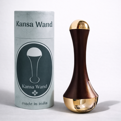 Kansa Wand Double Sided – Ayurvedic Beauty Tool for Skin Rejuvenation (Dark Brown)