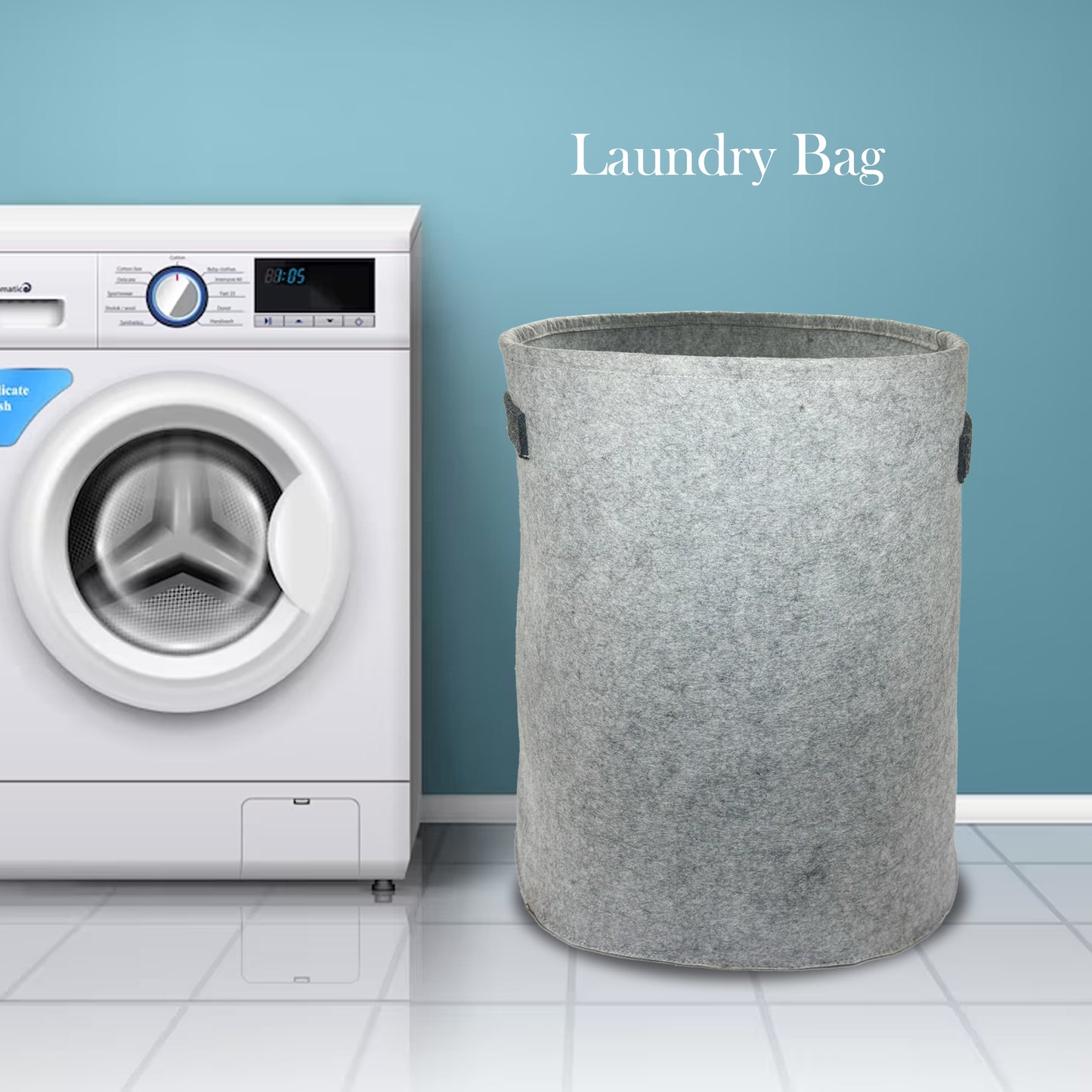 Thick felt laundry hamper bag, dirty clothes bathroom laundry basket