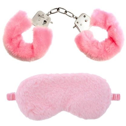 Handcuffs And Blindfold For Couples - Handcuff with Fur & Eye Mask Combo