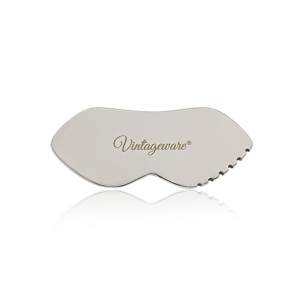 Vintageware Stainless Steel Gua Sha for Facial Skin Care Scraping Massage Tool with Comb Teeth