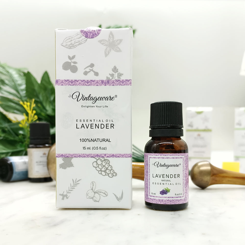 Vintageware® Lavender Essential Oil – 100% Pure, Organic, Undiluted | For Hair Growth, Skin Care, Relaxation & Sleep | Therapeutic Grade, 15ml