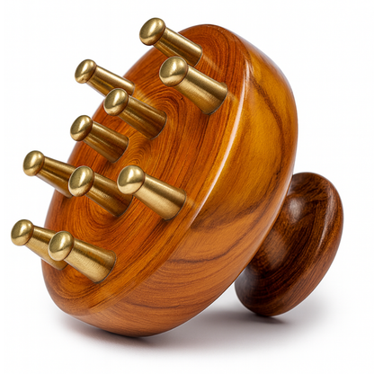 Kansa Scalp & Body Massager | Ayurvedic Teak Wood Massage Tool for Hair Growth, Stress Relief & Detox | Pure Kansa Stimulator