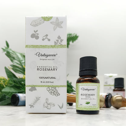Vintageware® Rosemary Essential Oil  – 100% Pure, Organic & Undiluted | Hair Growth, Dandruff Control, Skin Care & Aromatherapy, 15ml