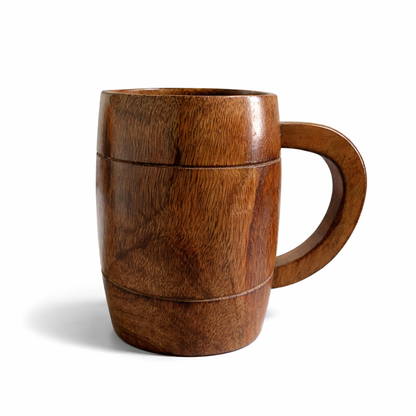 Handcrafted Wooden Beer Mug with Handle – Premium Lacquer Finish Rustic Wooden Coffee & Beer Cup for Home, Bar & Gifting