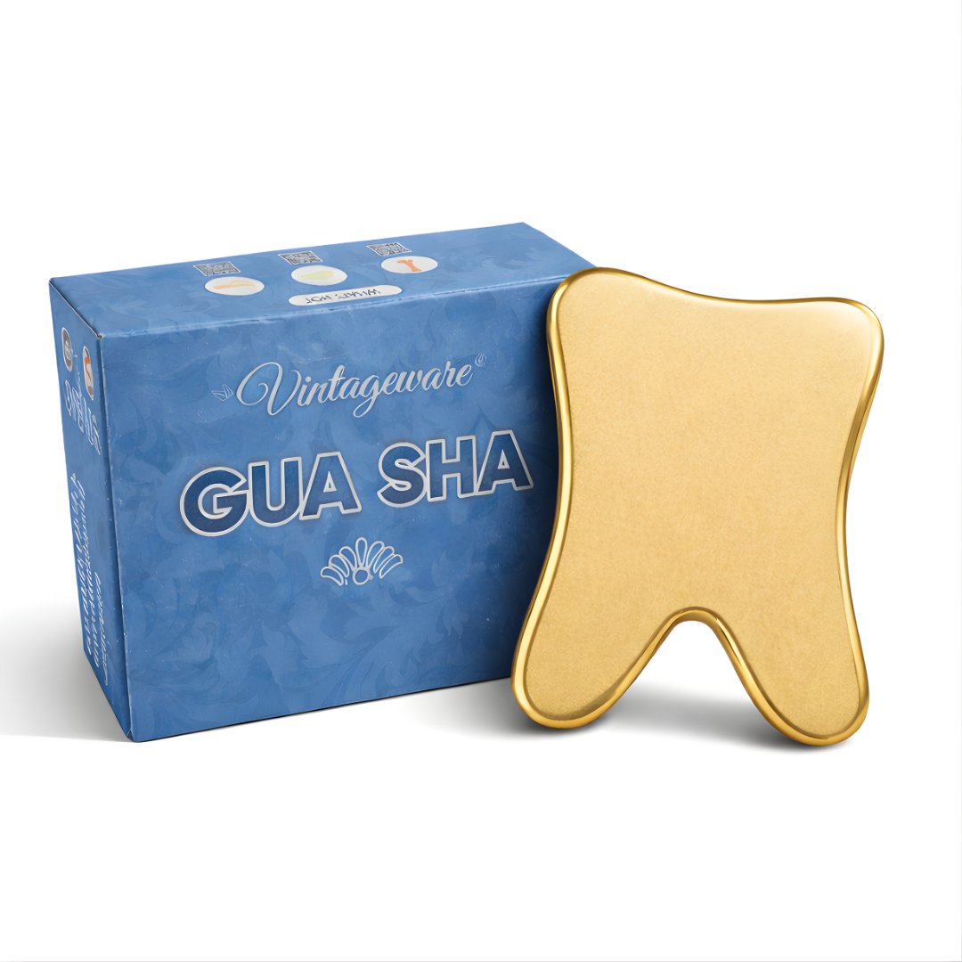 Vintageware® Kansa Gua Sha | Guasha for Face, Neck & Back Massage | Reduces Puffiness, Tightens Skin, Promotes Lymphatic Drainage | Skincare Massager