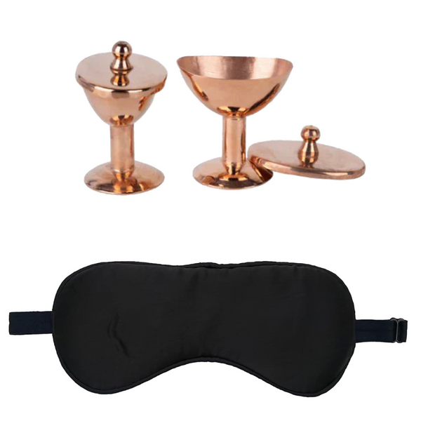 Vintageware® Copper Eye Care & Sleep Kit – Ayurvedic Copper Eye Cups & Ultra-Soft Sleeping Mask | Netra Shudhi & Deep Sleep Aid | Eye Strain Relief & Relaxation