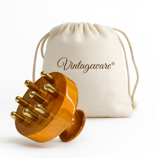 Ayurveda Scalp Massager & Body Stimulator | Ayurvedic Bronze Head Massager Tool for Hair Growth, Stress Relief & Detox | Handmade Wooden Handle