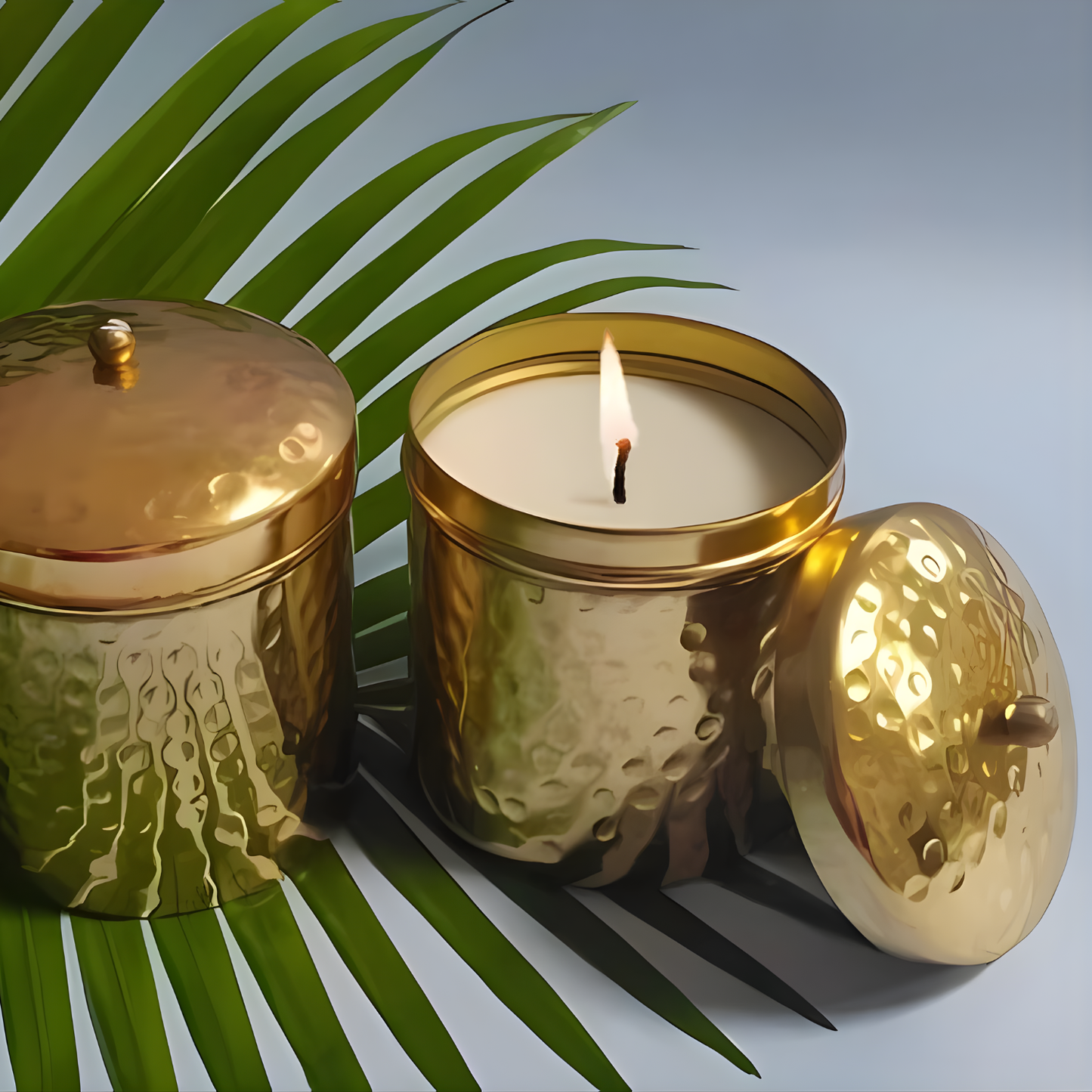Scented Candle Jar with Lid – Vintageware® Soy Wax Candle in Brass Finish Jar