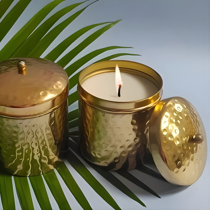 Scented Candle Jar with Lid – Vintageware® Soy Wax Candle in Brass Finish Jar