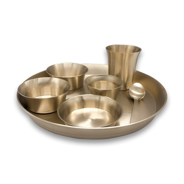 Vintageware® 7-Piece Kansa Thali Set – Handcrafted Bronze Dinnerware