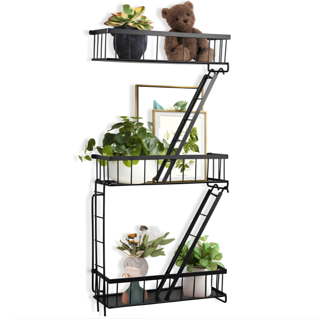 Vintageware® 3-Tier Iron Fire Escape Wall Shelves – Decorative Ladder-Style Wall Shelf for Living Room, Bedroom & Home Décor