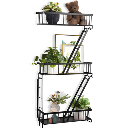 Vintageware® 3-Tier Iron Fire Escape Wall Shelves – Decorative Ladder-Style Wall Shelf for Living Room, Bedroom & Home Décor