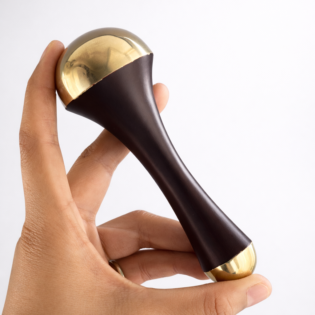 Kansa Wand Double Sided – Ayurvedic Beauty Tool for Skin Rejuvenation (Dark Brown)