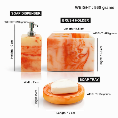 Vintageware® Resin Bathroom Accessories Set of 3 | Soap Dispenser, Toothbrush Holder & Soap Dish Tray | Elegant Resin Finish