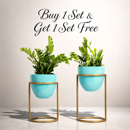 Vintageware® Metal Plant Stand Set for Living Room – Modern Indoor Planter Holder (Buy 1 Set & Get 1 Set Free)