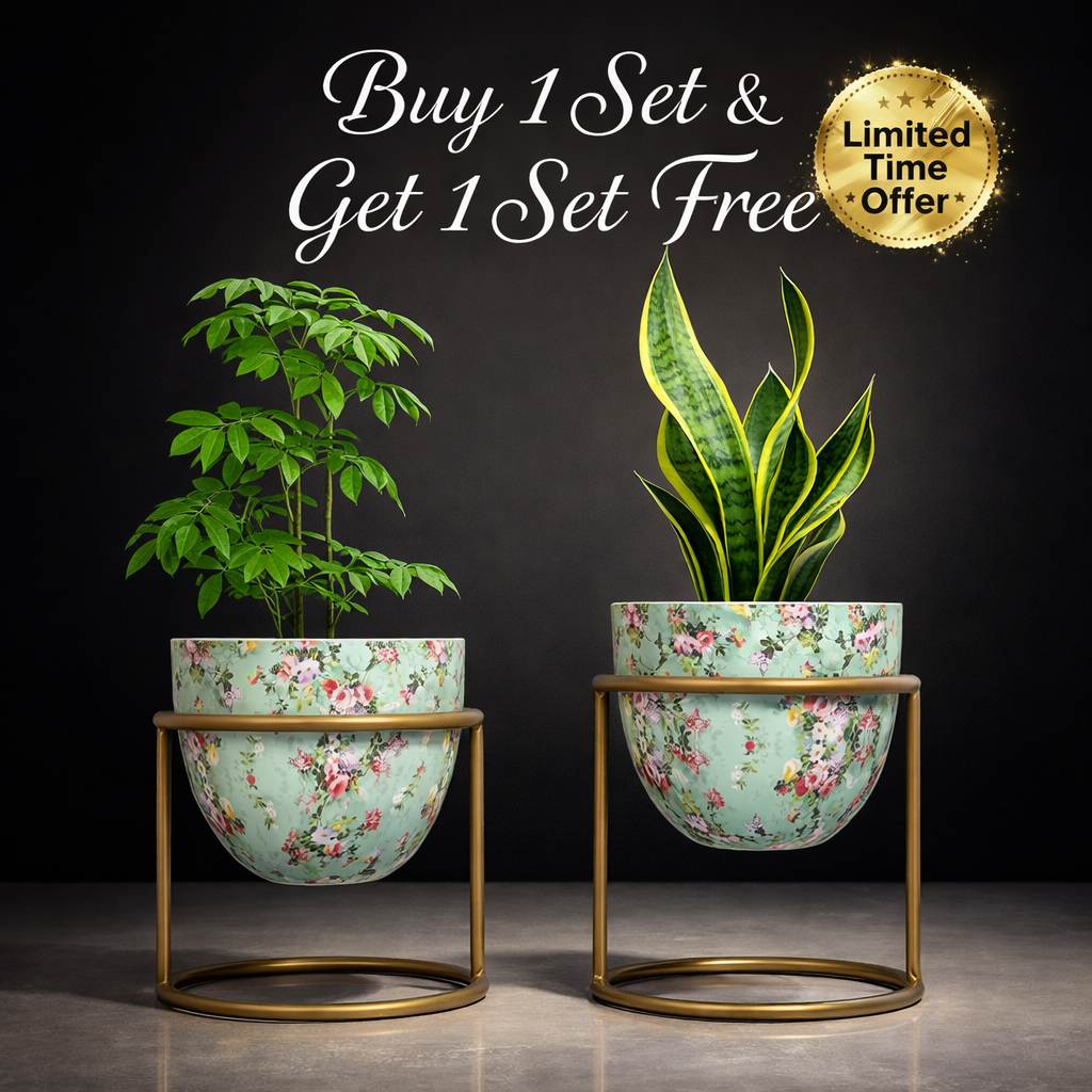 Vintageware® Metal Plant Stand Set for Living Room – Modern Indoor Planter Holder (Buy 1 Set & Get 1 Set Free)