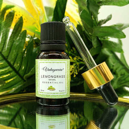 Vintageware® Lemongrass Essential Oil – 100% Pure & Natural Aroma Oil for Diffuser, Stress Relief, Skin Care & Sleep | Aromatherapy Grade, 15ml