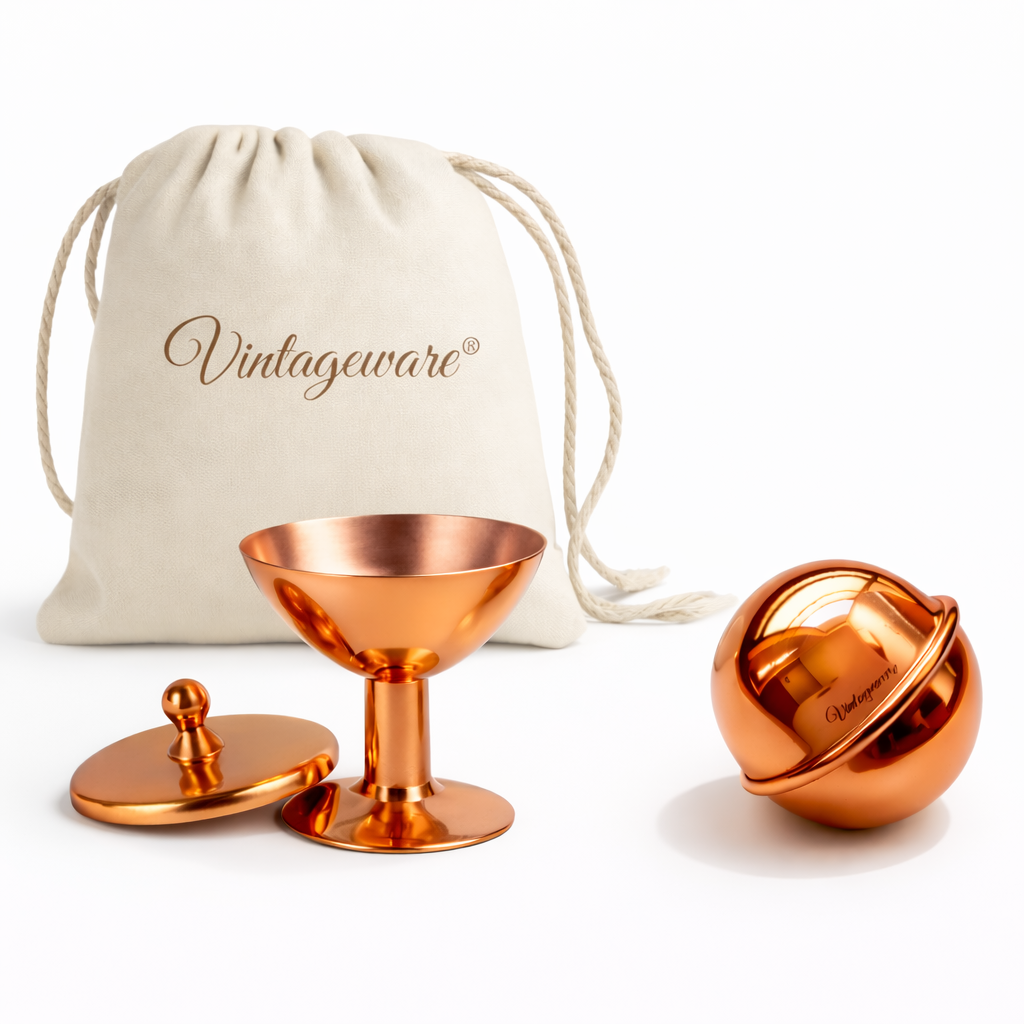 Vintageware® Ayurvedic Copper Wellness Combo | Pure Copper Eye Wash Cup for Netra Shuddhi + Copper Ball for Water Purification