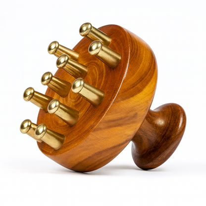 Kansa Scalp & Body Massager | Ayurvedic Teak Wood Massage Tool for Hair Growth, Stress Relief & Detox | Pure Kansa Stimulator