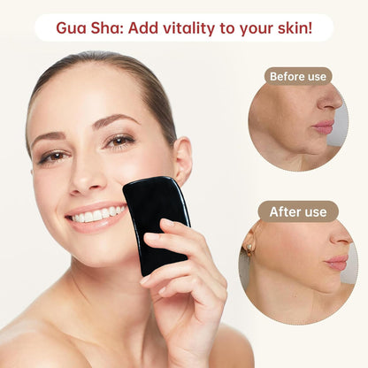 Vintageware® Gua Sha Horn Massage Tool – Natural Skincare & Facial Massage, Horn Gua Sha D-Shape