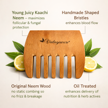 Vintageware® Kacchi Neem Wooden Comb | 100% Natural & Ayurvedic