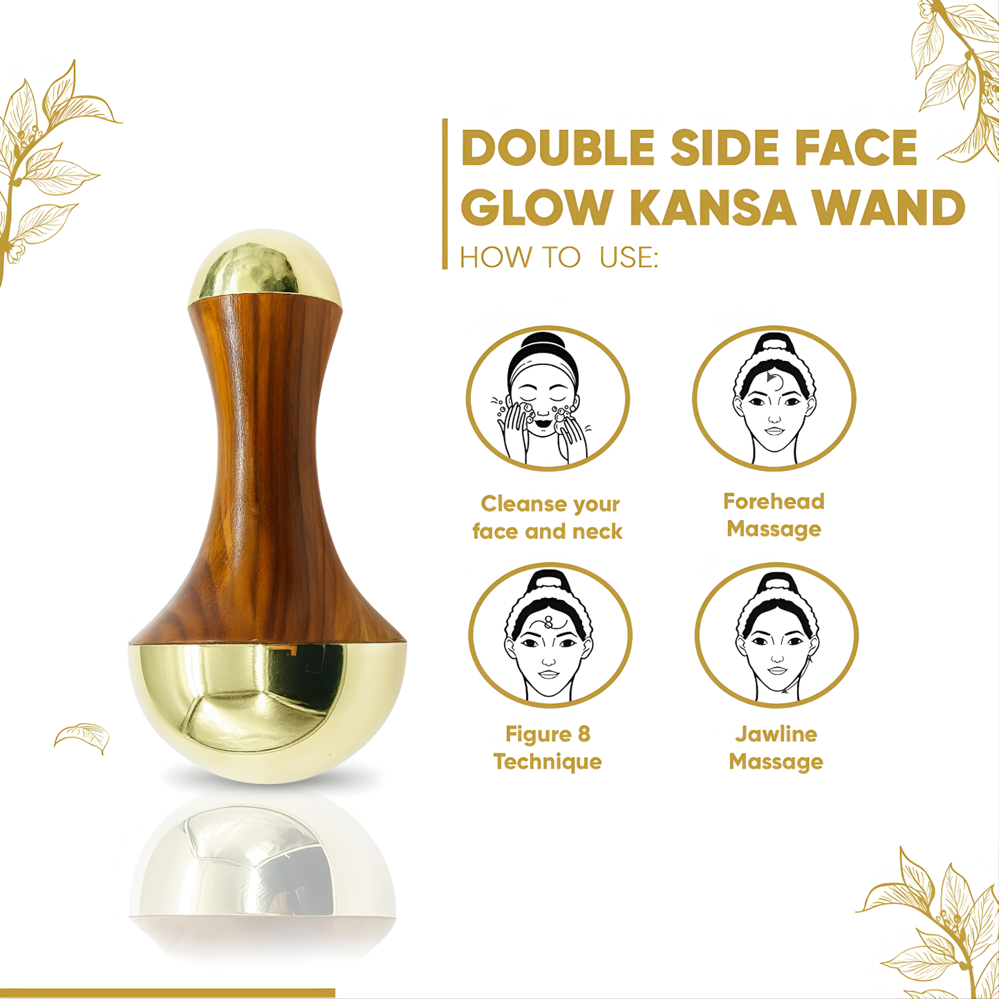 Vintageware® Kansa Wand Double Sided – Ayurvedic Massager for Face & Body Detox
