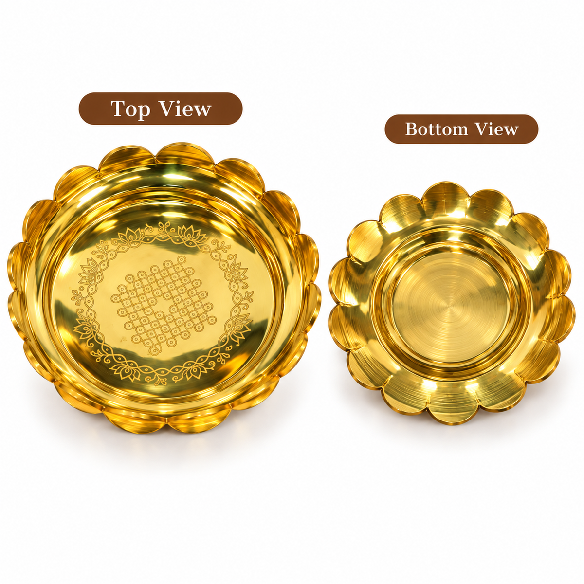 Brass Lotus Bowl for Pooja & Festive Decor | Traditional Brass Urli Bowl with Lotus Design | Decorative Pooja Bowl