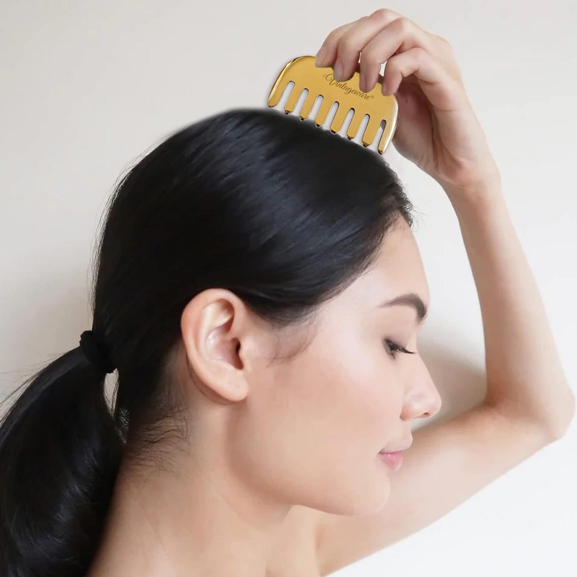 kansa wand, kansa comb, kansa gua sha with kumkumadi oil