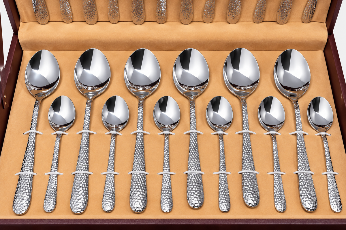 Vintageware 24-Piece Stainless Steel Cutlery Set with Premium Wooden Presentation Box – 12 Spoons & 12 Forks for Dining, Kitchen & Gifting
