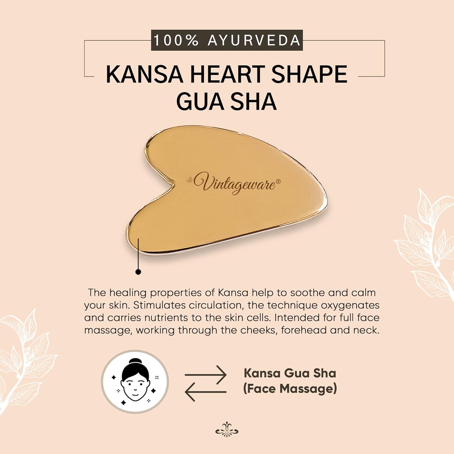 kansa wand, kansa comb, kansa gua sha with kumkumadi oil