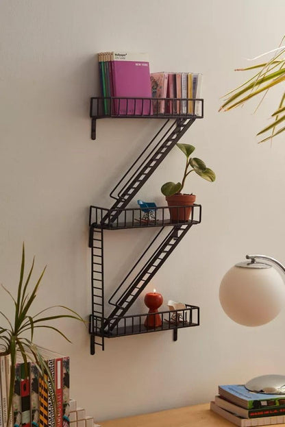 Vintageware® 3-Tier Iron Fire Escape Wall Shelves – Decorative Ladder-Style Wall Shelf for Living Room, Bedroom & Home Décor