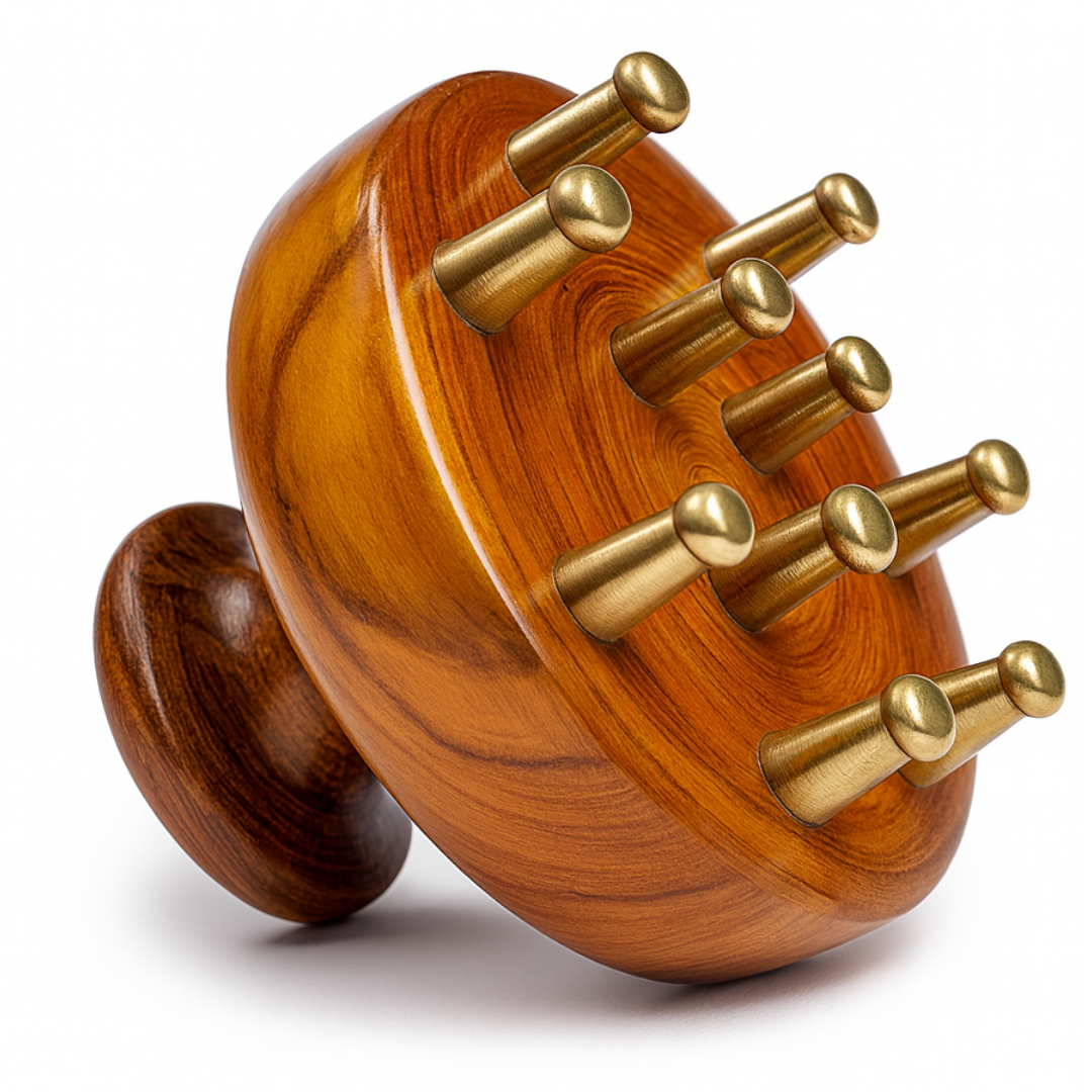 Kansa Scalp & Body Massager | Ayurvedic Teak Wood Massage Tool for Hair Growth, Stress Relief & Detox | Pure Kansa Stimulator